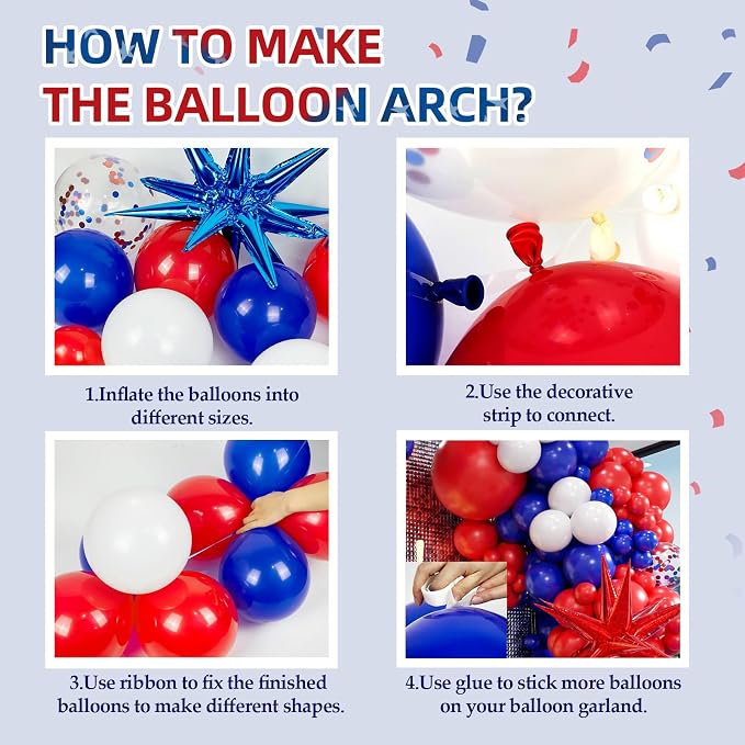 Red White and Blue Balloon Garland Arch Kit - Image 3