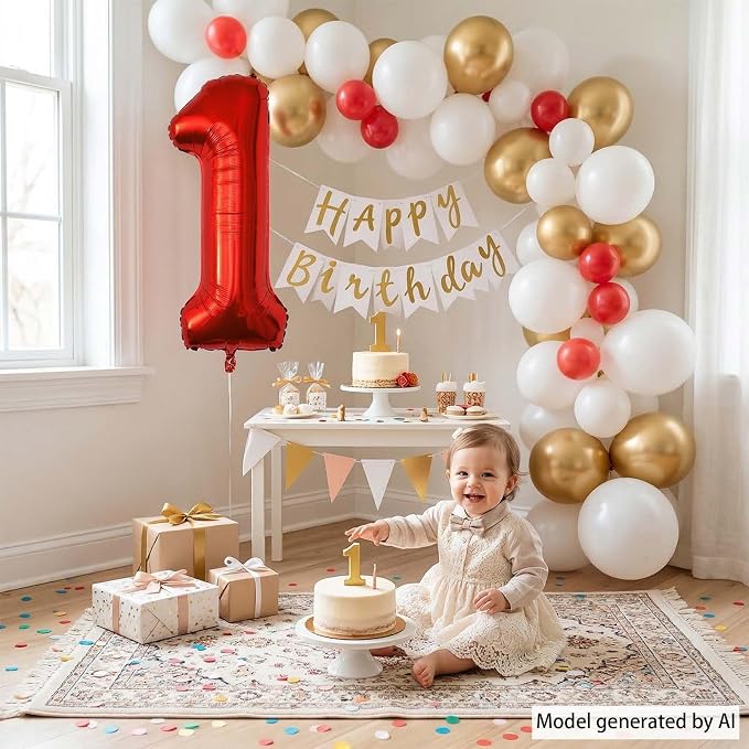 Red Number 1 Balloon 40 Inch, Foil Numeral - Image 7