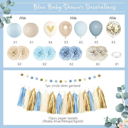 Amandir Dusty Blue Baby Shower Decorations - Image 2
