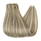 Full Shine Human Hair Clip in Extensions for Woman Balayage Ash Brown Hair Extensions Clip ins Light Blonde Highlight Invisible Lace 12 Inch for Short Hair Ease of Use 3 PCS 60 G