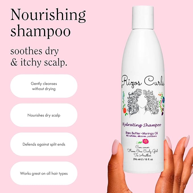 Rizos Curls Wash Day Bundle – Hydrating Shampoo & Deep Conditioner Set with Shea Butter for Every Curl Pattern 1a-4c – Gently Cleanses, Moisturizes, Softens & Adds Shine – Sulfate & Paraben Free