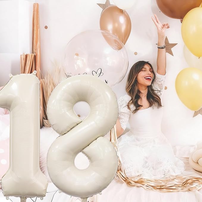 Cream Number 8 Balloon 40 Inch Beige Nude Number 8 Balloon - Image 3