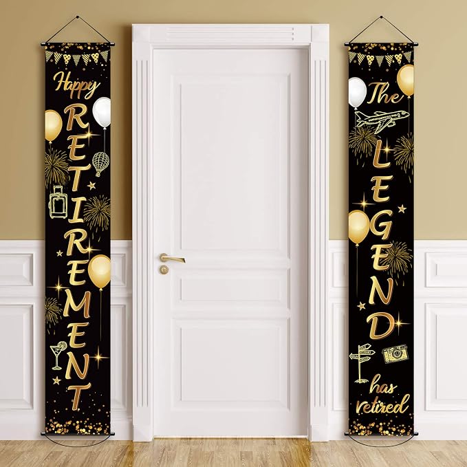 Boao Retirement Porch Sign Door Hanging Banner, Retirement Banner the Legend by Boao