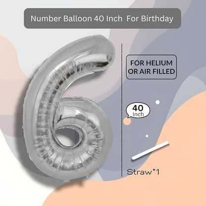 Rose Gold Number Balloon 6 Mylar Foil Balloons 40 inch - Image 8