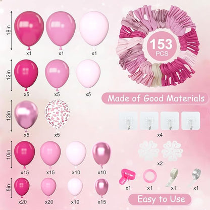Amandir 153 Pcs Pink Balloon Arch Garland Kit Different Sizes | 18 12 10 5 inch - Image 2