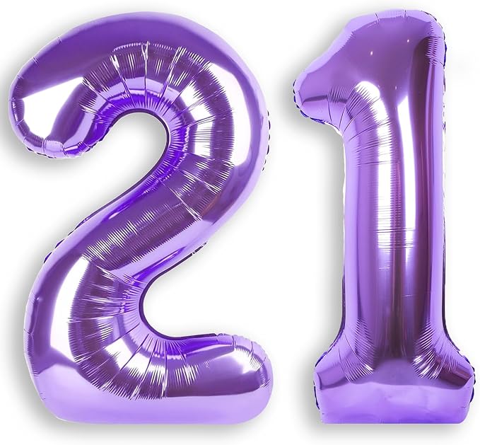 RainbowQ Purple 21 Balloon Number 40 Inch 0-40 Foil Large Balloons | Big Mylar by RainbowQParty