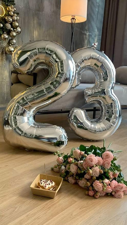 Large Number Balloons 40 Inch Silver 23 Balloon - Image 3