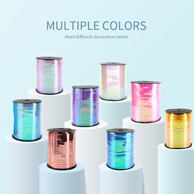 CHAQiWi 500 Yard Iridescent White Curling Ribbon, 1/5" Wide Holographic - Image 7