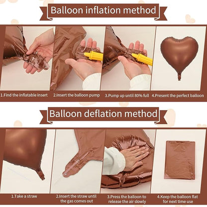 10PCS Brown Khaki Heart Shape Balloons - Image 3