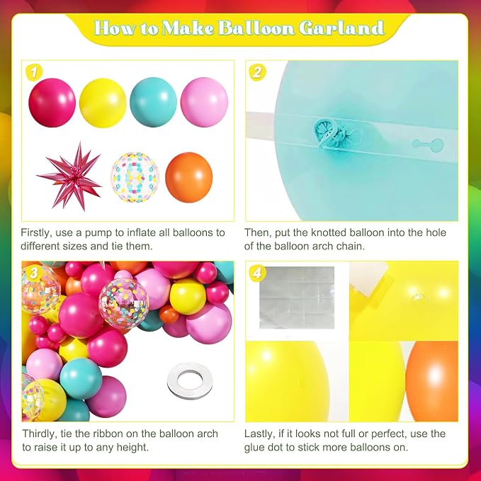 Rainbow Colorful Balloons Arch Kit - Image 6