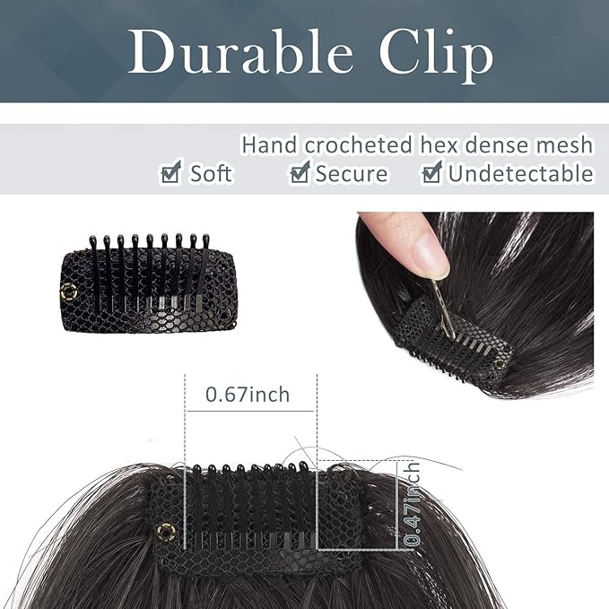 BARSDAR Real Human Hair Clip in Bangs - Human Hair Clip in Bangs for Women - Light Blonde Thick Bangs Extensions Fringe with Temples Dyeable Real Hair Bangs Hairpieces - Bleach Blonde