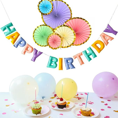 Pre-Strung Pastel Felt Happy Birthday Banner, Macaron Birthday Decorations | - Image 7