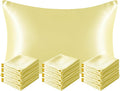 NTBAY 12 Pack Satin Queen Pillowcases for Hair and Skin, Luxurious and Silky Pillow Cases with Envelope Closure, 20 x 30 Inches, Light Yellow