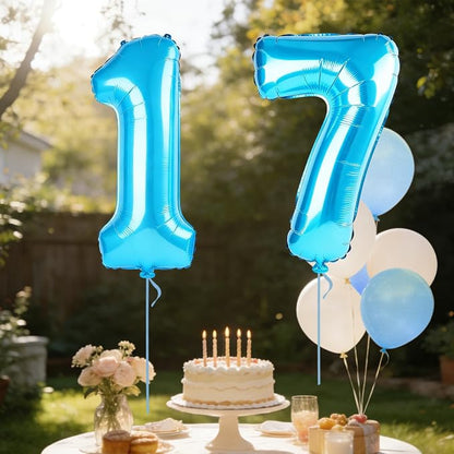40 Inch Number 17 Balloons for 17th Birthday Party Decorations, 0-100 Jewelry - Image 3