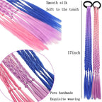 Colored Braids Hair Extensions with Rubber Bands Rainbow Braided Synthetic Hairpieces Ponytail Hair Accessories for Women Kids Girls Party Highlights Cosplay Dress Up (12PCS C Style)