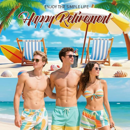 Beach-Themed Retirement Banner, Tropical Happy Retirement Banner Backdrop - Image 3