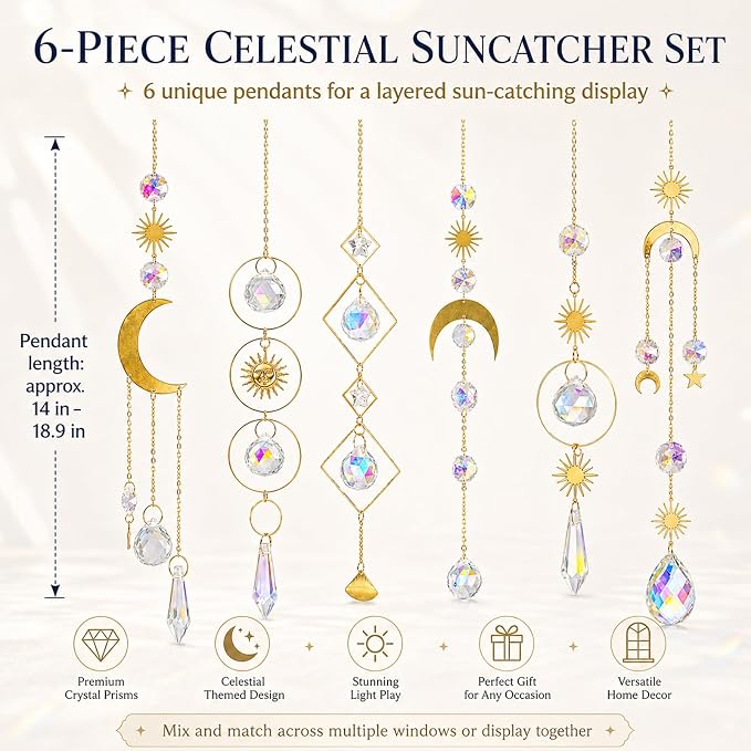 6Pieces Colorful Crystals Suncatcher Hanging Sun Catcher - Image 4