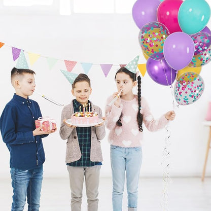 68Pcs Pink Purple Blue Balloon 12 Inch Confetti Balloons Yellow Teal Balloon - Image 6