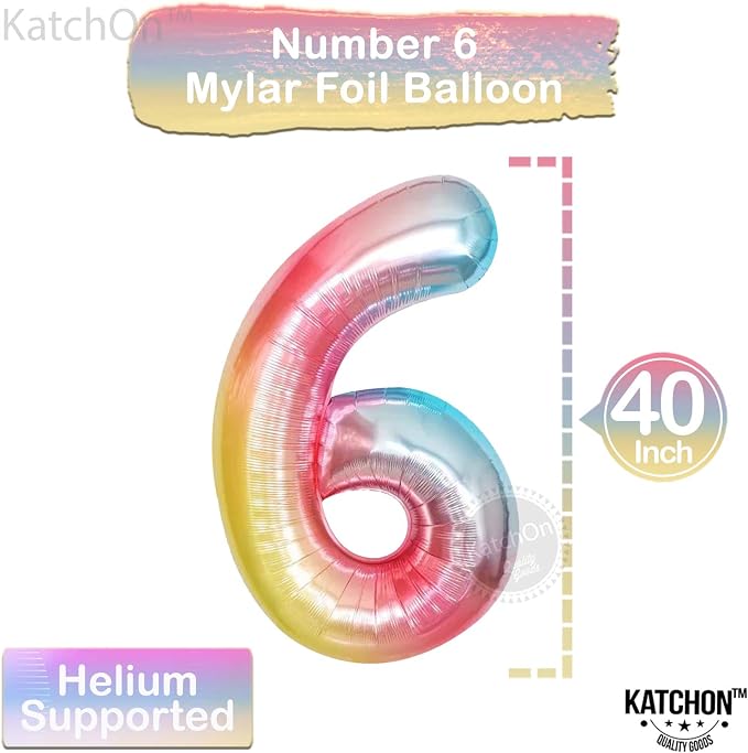 KatchOn Rainbow Number 6 Balloon 40 Inch - Image 2