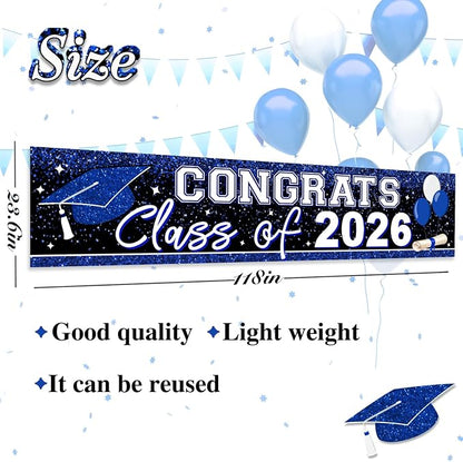 2026 Graduation Yard Sign Large Congrats Grad Banner Blue | Class of 2026 Banner - Image 3