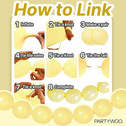 PartyWoo Pastel Yellow Linking Balloons 100pcs 6 Inch Yellow Link Balloons | - Image 5