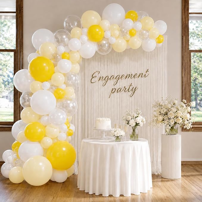 Yellow and White Balloons, 12 Inch Pastel Light Yellow Ivory White and Clear - Image 8