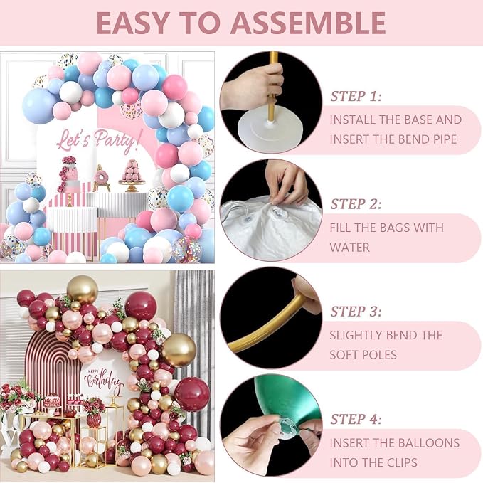 8.2FT & 5FT Balloon Arch Kit, Free Bending Shape Half Arch Balloon Stand | - Image 3