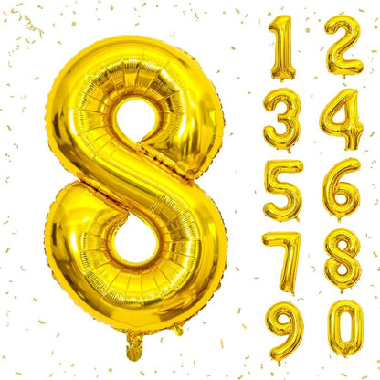 40 Inch Gold Number Balloons, Helium Mylar Foil Number Balloons by Unknown