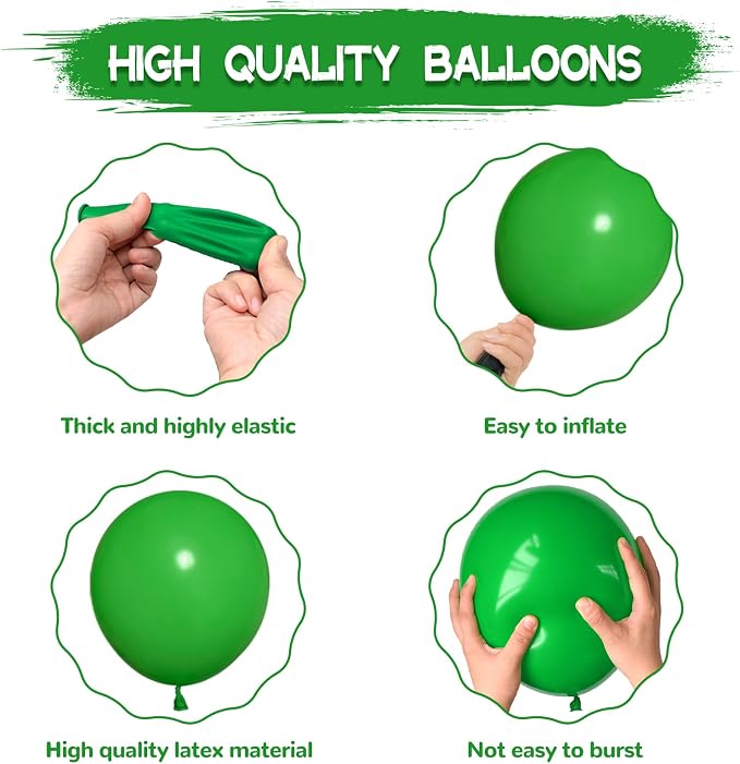 134Pcs Green Balloons Different Sizes 5 10 12 18 Inch Green Balloon Garland - Image 3