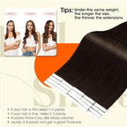 Full Shine Remy Injection Tape Hair Extensions Real Human Hair Double Sided Adhesive Human Hair Tape in Extensions Color 2 Darker Brown Invisible Extension 20Inch 50Gram Seamless Skin Weft 20Pcs