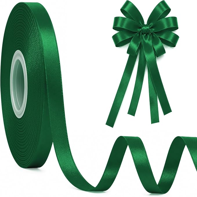 30Yards 3/8In Thin Forest Green Ribbon by Fullive