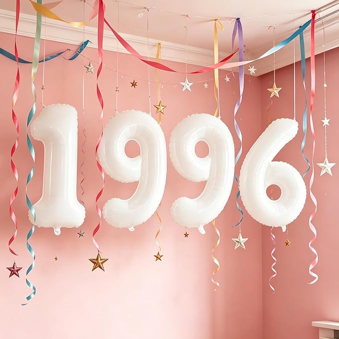 2 Set 20 Pcs Number Balloons 16 Inch White 0-9 Number Mylar Foil Balloons White - Image 3