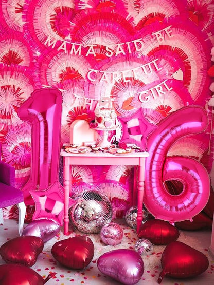 40 Inch Number Balloons Hot Pink 1 Cowgirl Pink 1st Birthday Decor 9 Pcs | - Image 6