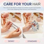 Blissy Silk Scrunchies (3 Pack) - 100% Pure Mulberry Silk - 22 Momme 6A High-Grade Fibers Scrunchie for Straight & Curly Hair - Preventing Breakage, Tangling, & Creasing (Silver Skinny)
