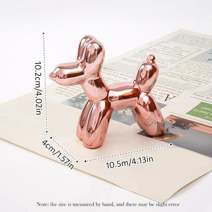 Notakia Cute Ceramics Pink Balloon Dog Statue Crafts Living Room Desktop - Image 5