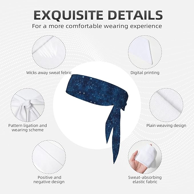 Men Women Sports Sweat Band, Multifunction Elastic Head Ribbon for Running Workout Shower, Novelty Constellation Galaxy Starry Night Stars Glow In The Dark Midnight Headdress Hair Decor