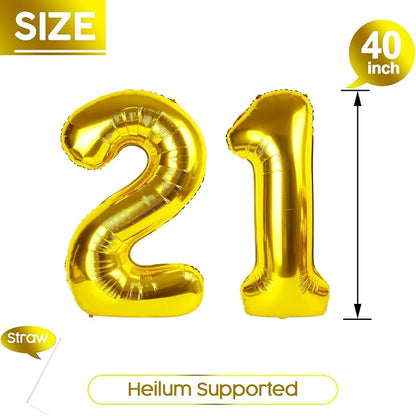 21 Balloon - Gold Birthday Number Balloons, 40 Inch Decorations Men Women | - Image 5