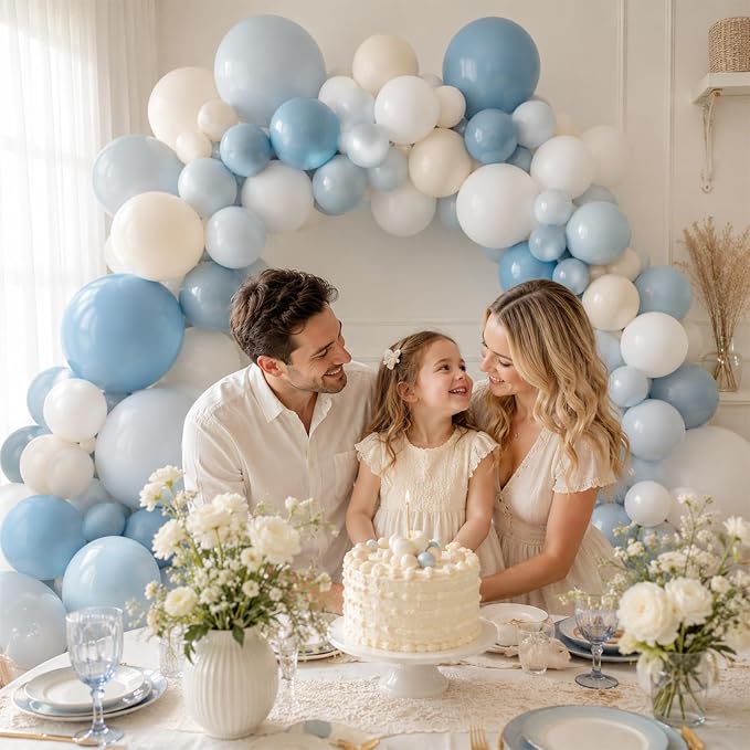 Dusty Blue White Balloons - Image 4