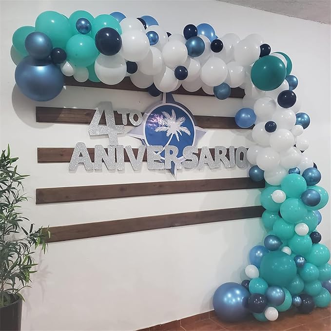 Blue White Balloons, Turquoise Blue White Aqua Balloon - Image 7