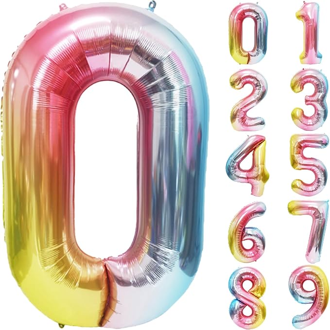 Rainbow Number Balloons Birthday Balloons by United-UnicornsParty