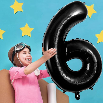 Black Number 6 Balloons 40 Inch Large Foil Balloons, Giant Number Balloon - Image 3