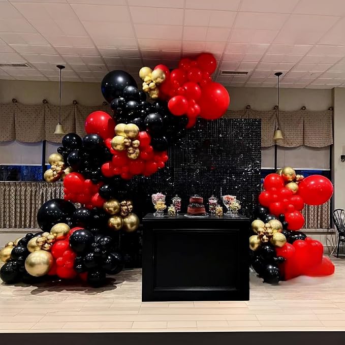 Lukiituke Red Black and Gold Balloon Arch Kit, Movie Night, New Year, Casino - Image 5