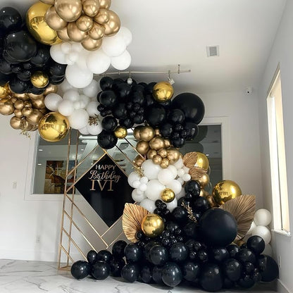 PartyWoo Black and Gold Balloons 66pcs 12 Inch Black Chrome Gold Balloons | - Image 6