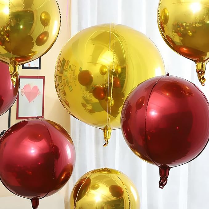 10 Pcs 22 Inch Red Mylar Balloons, Large 4D Giant Round Foil Balloon Big Mirror - Image 2