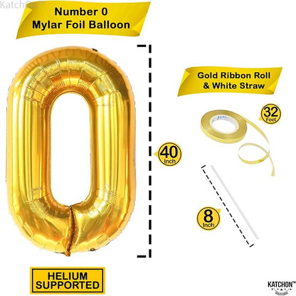 KatchOn Gold 0 Balloon Number 40 Inch, Number 0 Foil Mylar Balloon Zero - Image 4