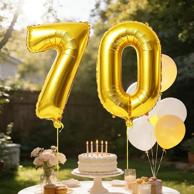 40 Inch Number 70 Balloons for 70th Birthday Party Decorations, 0-100 Gold - Image 3