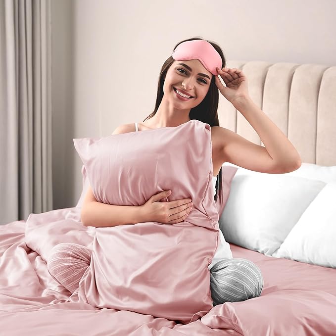 Lirex Satin Pillowcase for Hair and Skin, Super Soft and Cooling Similar to Silk, 2 Pack Standard Size 20"X 26" Pillow Cases with Envelope Closure, Gifts for Women Men, Light Pink