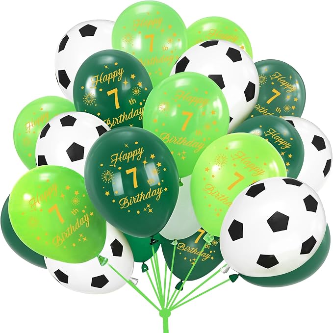 Soccer Balloons 7th Birthday Decorations by Hongplus