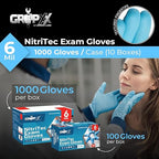 Heavy Duty 6 Mil Blue Nitrile Gloves Disposable Latex & Powder Free -Extra Stretchy Fentanyl Safe |Medical,First Aid Kit,EMT|Food Safe Rubber Gloves for Cooking & Cleaning|Bulk Pack (1000)
