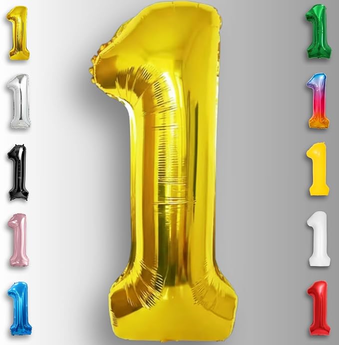 Gold Number Balloon 1 Mylar Foil Balloons 32 inch - Image 6